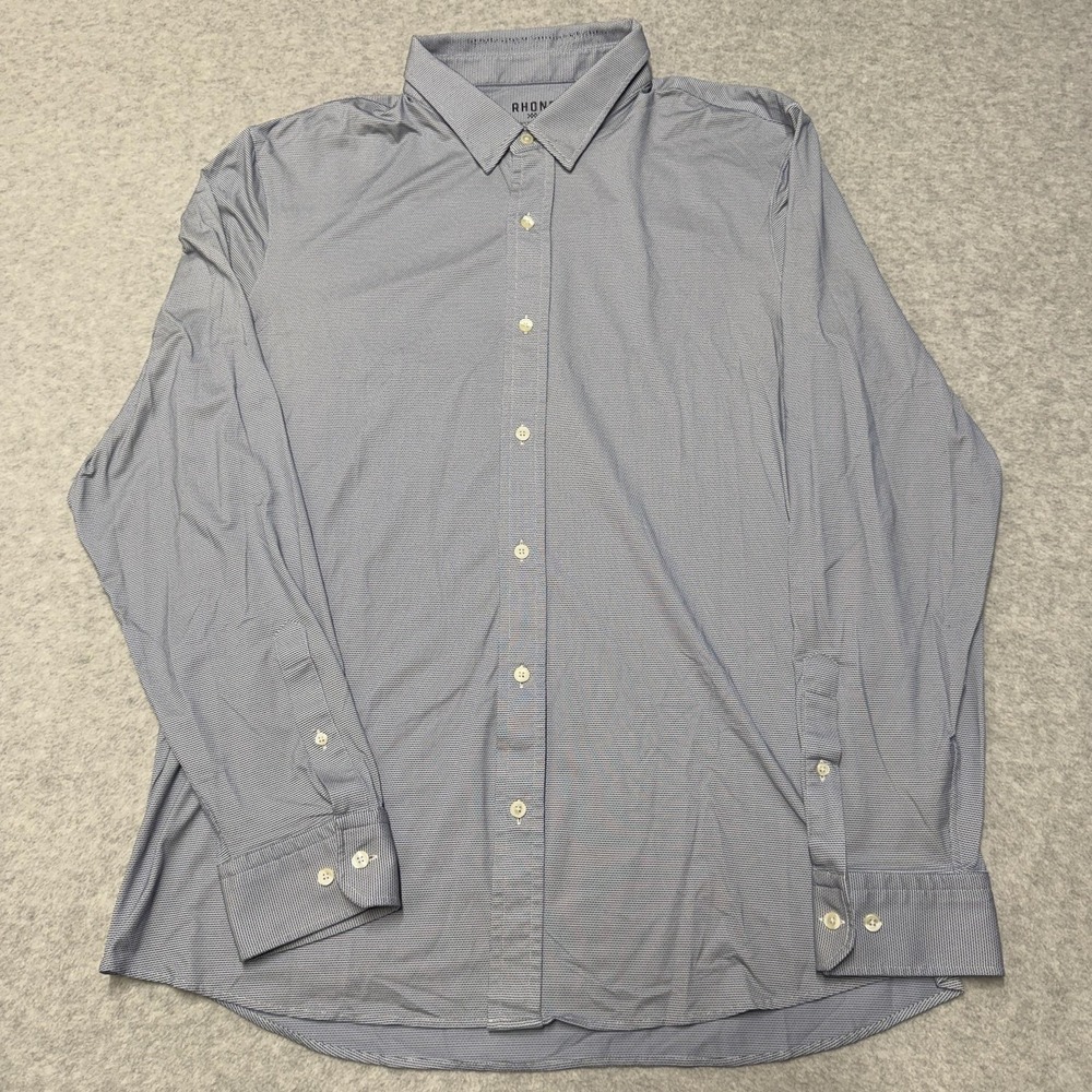 Rhone Commuter Shirt Mens XL Blue Geometric Button Up Long Sleeve Casual